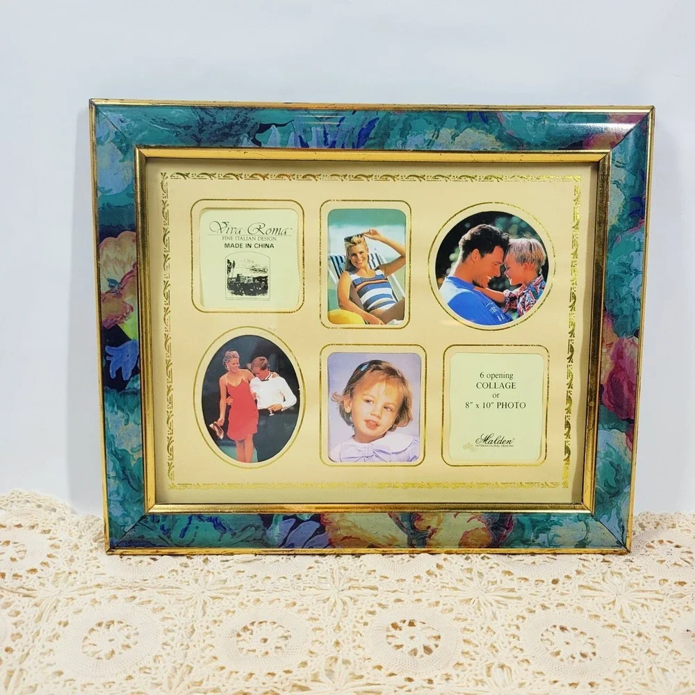 Vintage 90s Floral Collage 6 Photo Frame Table Top Cottagecore